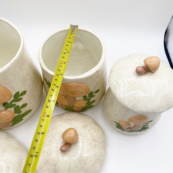 Mushroom Ceramic Canister Cookie Jar Set Snacks Adorable Vintage 3 Piece… - Picture 4 of 9
